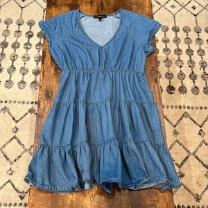 Tiered, babydoll denim dress